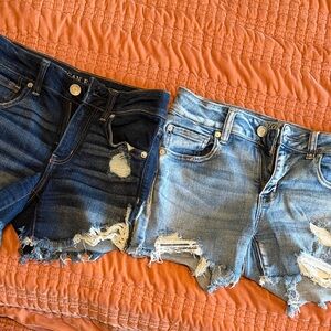 American Eagle Outfitters Dark and Light Blue Jean Shorts
